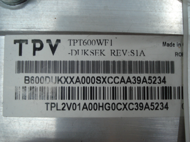 TPT600WF1-DUKSEK REV:S1A LCD Display LC600DUK-SEK1 (LGPH1), LC600EUD-FEF1 6870S-1491A, TCON 6870C-0425B VER 0.7 6871L-3018C