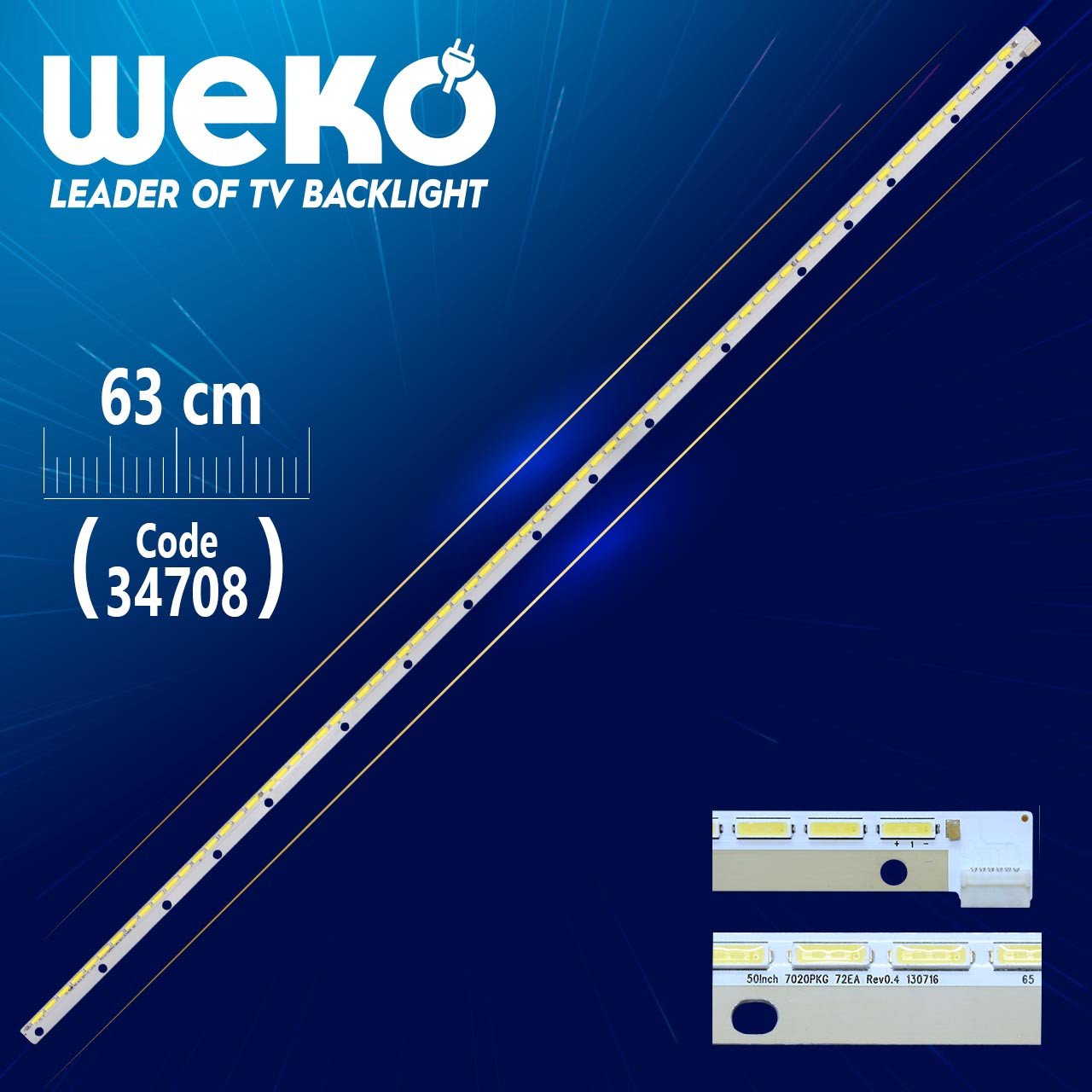 23224140 Backlight 50'' VES500UNVL-3D-S01,VES500UNVL-S01,LC500DUJ-SFE1, 7020PKG 72EA REV0.4,72led 6pin 627x10mm / 50FLHYR242, JVC LT-50V745, HITACHI 50HZT66